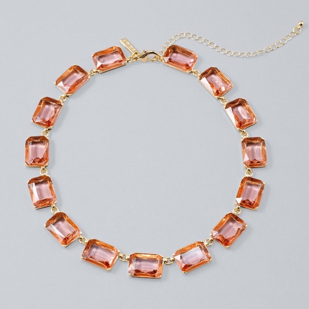 WHBM PEACH BAGUETTE STATION NECKLACE
